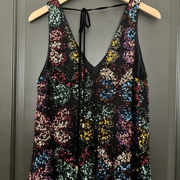 Free People Fly Me Away Mini Dress in Black Combo Butterfly Sequins RARE FIND S - Picture 8 of 10